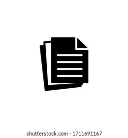 Icono vectorial de varios archivos en el diseño plano sólido negro aislado en fondo blanco