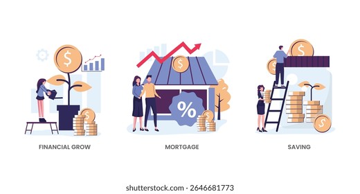 various finance flat style illustration vector design