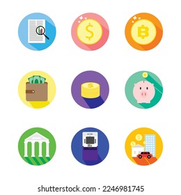 Various financial icons can be used in various media applications.