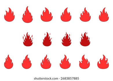 Verschiedene Feuer Flammen Symbolsatz