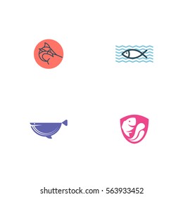 Various Fish And Fishing Logo Vector Element Set