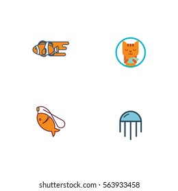 Various Fish And Fishing Logo Vector Element Set