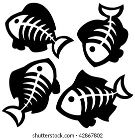 Various fishbones collection - vector illustration.