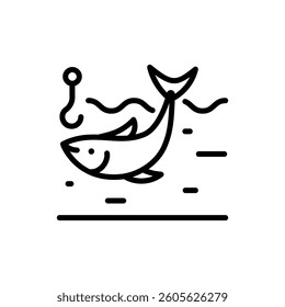 Various fishing related icon. Fishing Vector Line Icon. Catch seafood symbol. Vector Illustration. Isolated on White Background.