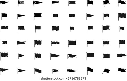 Various flag silhouettes isolated on transparent background