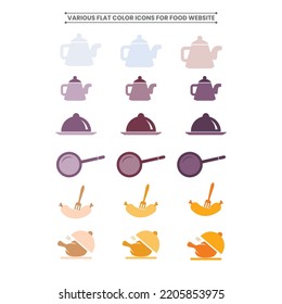 Various Flat Color Icons For Food Website