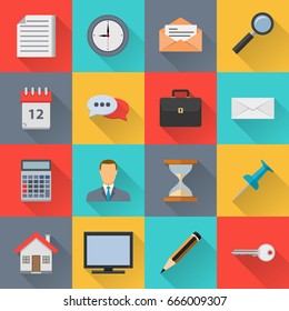Various flat icons for web and mobile with long shadow effect. File is in eps10 format.