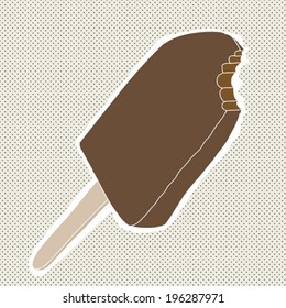 Various flavored ice cream bars with missing bite