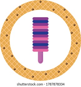various flavors ice cream or popsicle icon. white background with yellow texture
