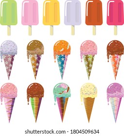 Various flavors and types of ice cream.