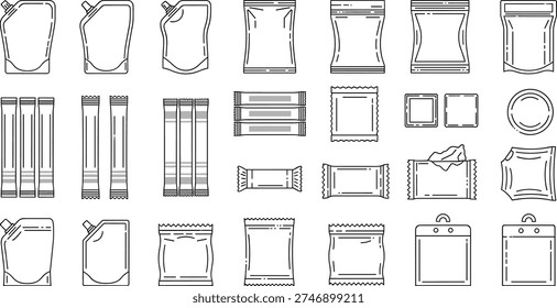 Various Flexible Packaging Types - Outline Icon Collection