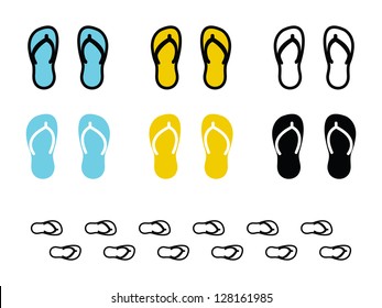 Various Flip Flop in Blue, Yellow and Black.
