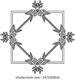 Various floral frame, with branches leaf, graphic design of greeting cards. Vector