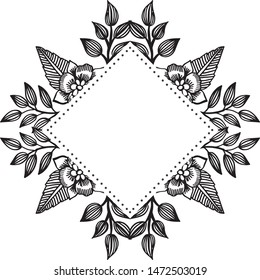 Various floral frame, with branches leaf, graphic design of greeting cards. Vector