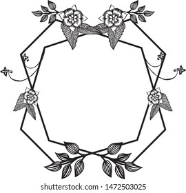 Various floral frame, with branches leaf, graphic design of greeting cards. Vector