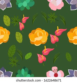 various flower design vector art illustration