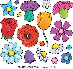 Various flower heads theme set 1 - eps10 vector illustration.