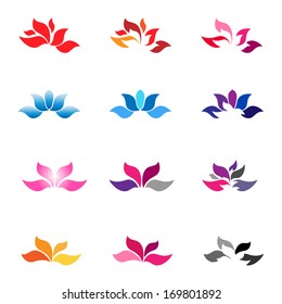 Various flower logo templates. Natural floral logo set. Flower logotypes and icons. Zen flower. Flower vector.