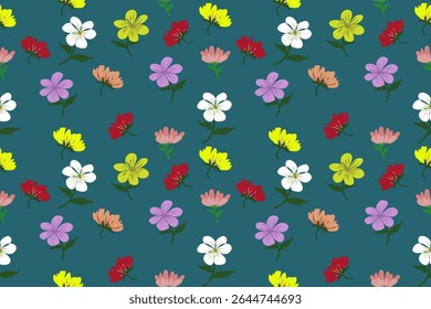 Various flower on a blue background 