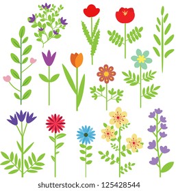 Garden Flowers Isolated On White Vector Stock Vector (Royalty Free ...