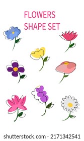 Verschiedene Blumen setzen Vektorgrafik einzeln auf weißem Hintergrund.