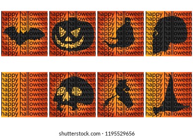 Various flyers or icons for Halloween depicting various monsters and otherworldly animals, set, vector