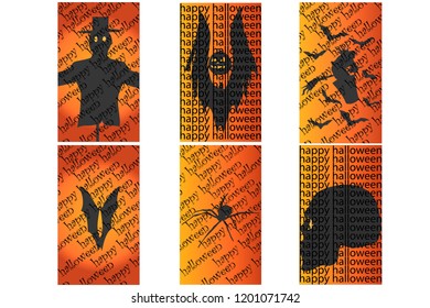 Various flyers or icons for Halloween depicting various monsters and otherworldly animals, set, vector