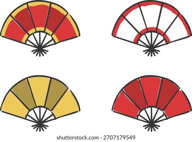 Various folding fan illustration set vector