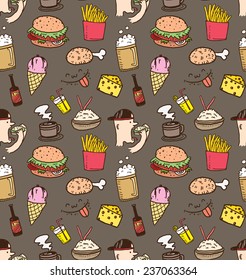various food background in doodle style