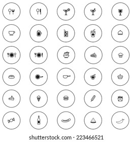 Various food and beverage icon collection set in silhouette version, create by vector