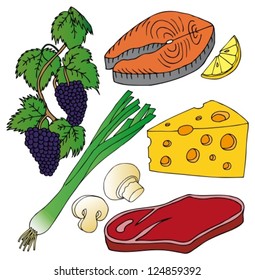 Various food collection - vector illustration.
