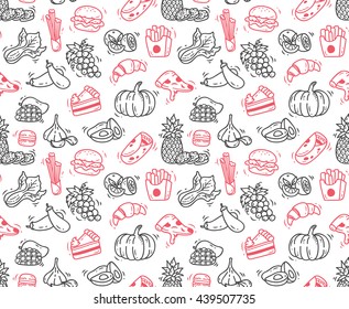 Various food doodle background
