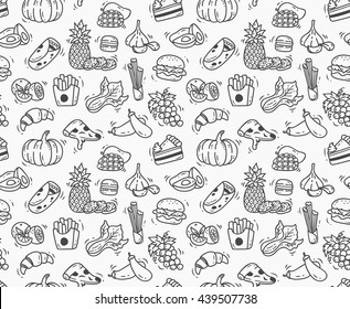 Various food doodle background