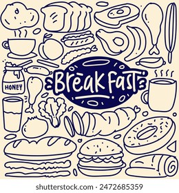 Various food doodle, Seamless background, Vector fast food pattern