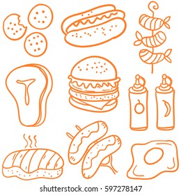 Various food of doodle set