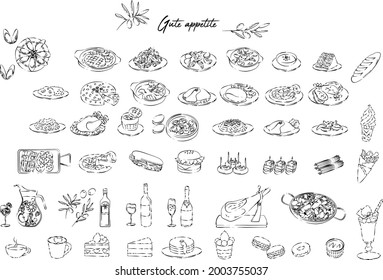 Various food icon illustration set