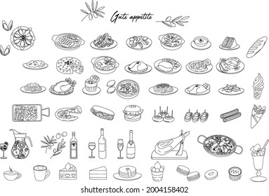 Various food icon illustration set