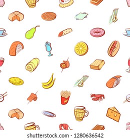 Various food images set. Background for printing, design, web. Usable as icons. Seamless. Colored.