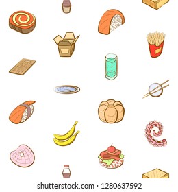 Various food images set. Background for printing, design, web. Usable as icons. Seamless. Colored.