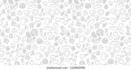 Various food seamless pattern Hand drawn background texture