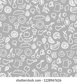 Various food vector seamless pattern Hand drawn background texture