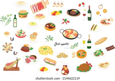 Various foods color illustration set