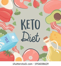 various foods keto diet background