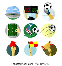 Various Football Game Scenery Illustration Set