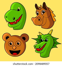 Various forms of animal head masks