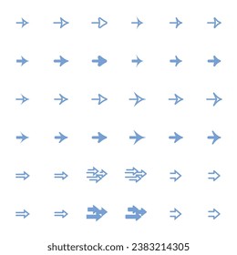 Various forms of basic arrow icons.