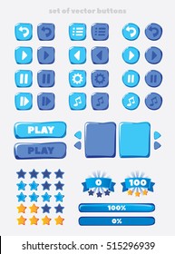 Various forms of buttons from the ice.A set of buttons for gaming interfaces.

