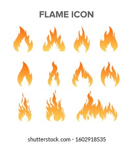Various forms of fire icons set. Flame and fire symbol from nature energy. Fire, gas, energy, and heat graphic resources.
