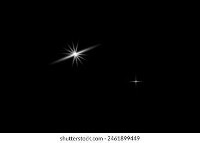 Various forms of glare, flares on a black background