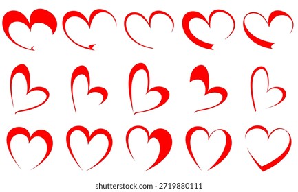 various forms of icons, logos, symbols, silhouettes of love signs, easy and simple, isolated on a white background.vector